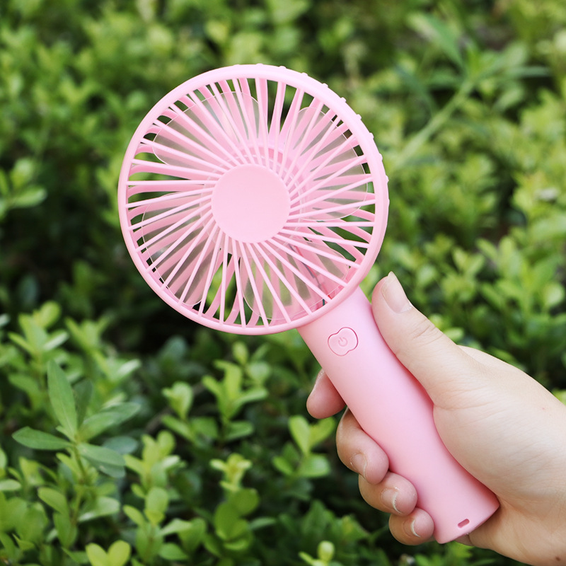 Portable USB Rechargeable Handheld 3 Speed Strong Wind Electric Small Mini Cooling Fan (Pink)